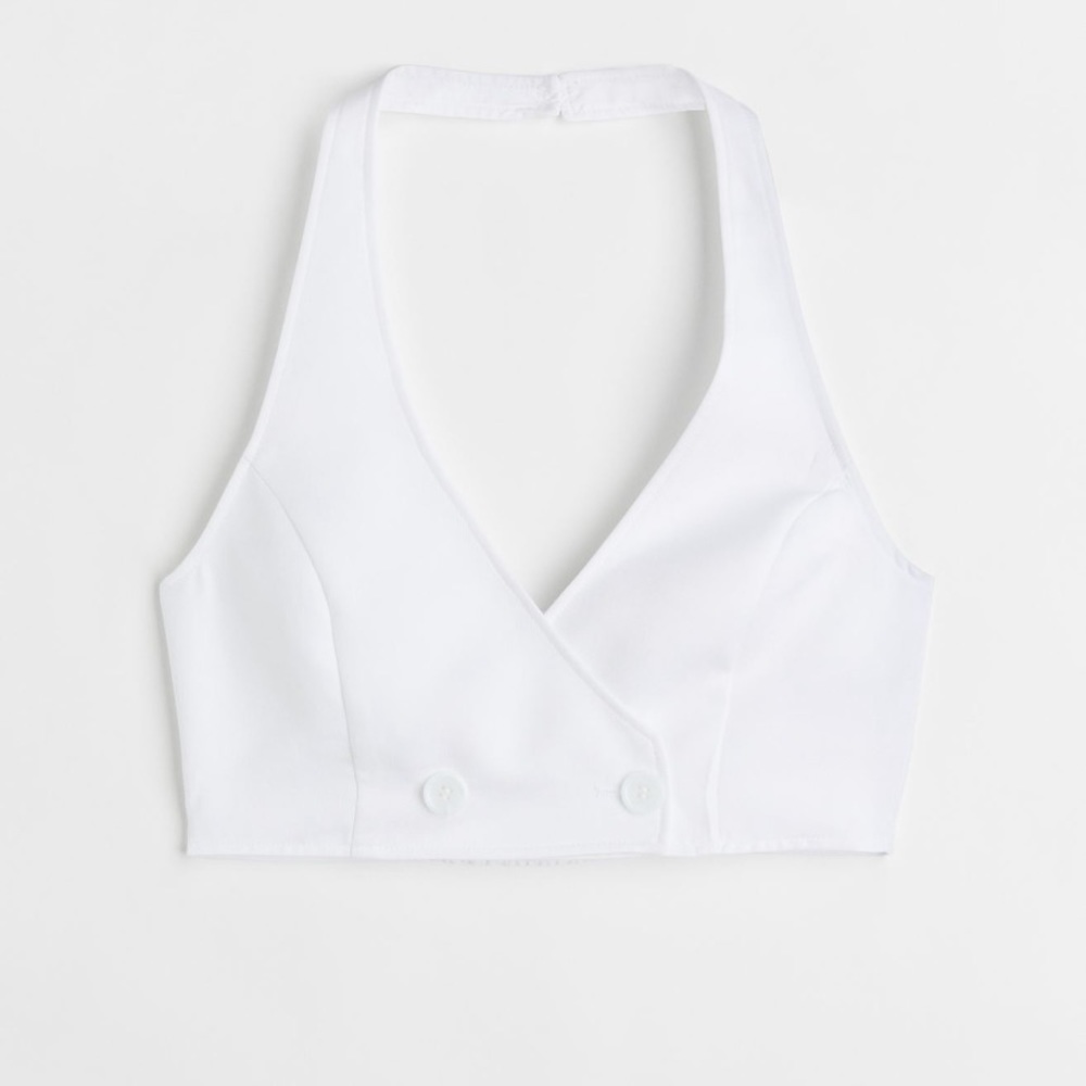 NWT Divided by H&M white halter style crop top, Sz. Xl.